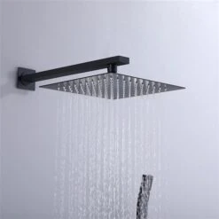 WELLFOR Matte Black Shower System With 10-in Top Spray And 4 Body Spray Jets