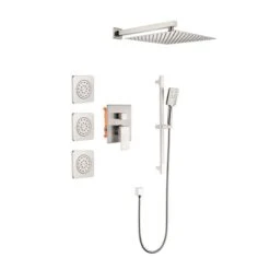 WELLFOR Brushed Nickel Wall-Mounted 12-in Shower System With Body Sprays