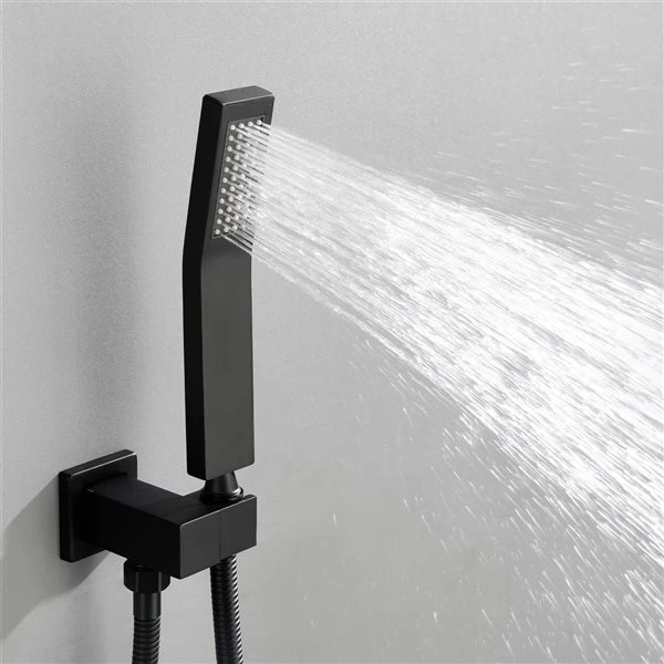 WELLFOR 3-Function Wall-Mounted Shower System With 10-in Rain Shower Head In Matte Black - Image 3