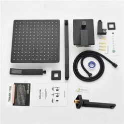 WELLFOR 3-Function Wall-Mounted Shower System With 10-in Rain Shower Head In Matte Black