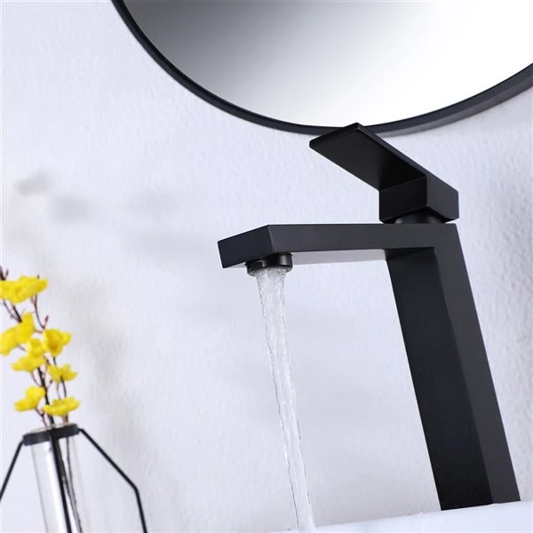 WELLFOR 12-in Matte Black Deck-Mounted Bathroom Sink Faucet