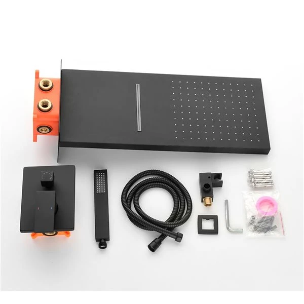 WELLFOR Matte Black Shower System With 2-Function Waterfall Shower Head - Image 3