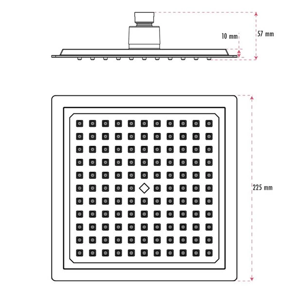 Akuaplus 1-Spray Matte Black Square Shower Head