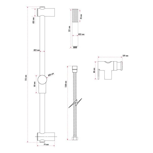 Akuaplus Chrome Adjustable Shower Post With 1 Setting