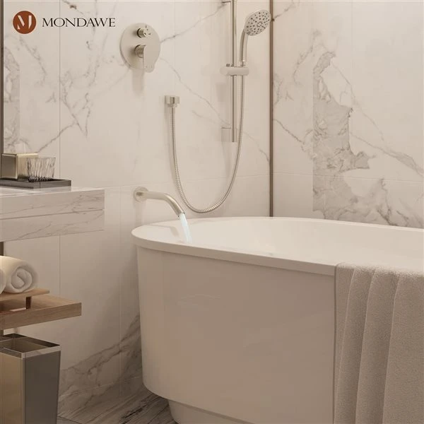 Mondawe 3-Function Wall Mounted Brushed Nickel Built-in Rainfall Shower System With Spout - Image 2
