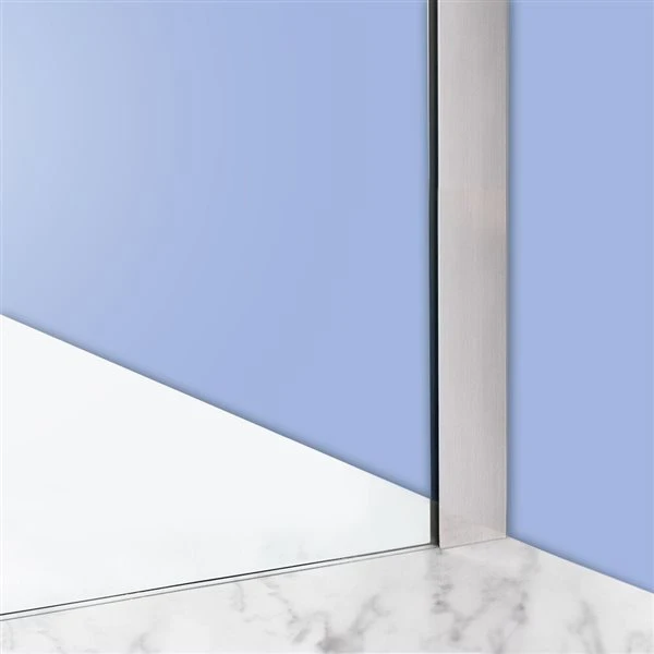 Turin Vertiges 60 X 40 X 75-in Semi-Frameless Sliding Corner Shower Door With Clear Glass - Nickel - Image 3