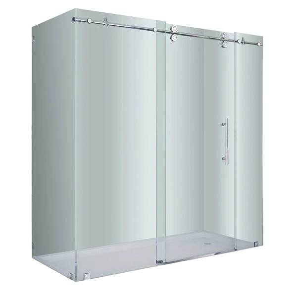 Turin Vertiges 60 X 40 X 75-in Semi-Frameless Sliding Corner Shower Door With Clear Glass - Nickel