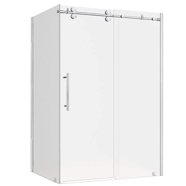 Turin Vertiges 60 X 40 X 75-in Semi-Frameless Sliding Corner Shower Door With Clear Glass - Chrome - Image 3