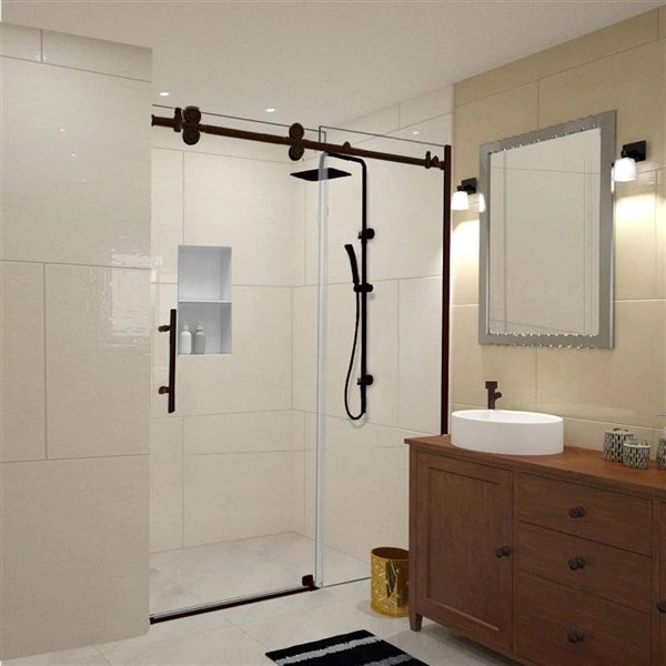 Turin Horizon 60 X 75-in Semi-Frameless Sliding Alcove Shower Door With Clear Glass - Bronze