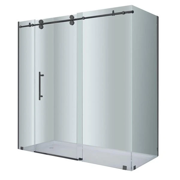 Turin Vertiges 72 X 40 X 75-in Semi-Frameless Sliding Corner Shower Door With Clear Glass - Bronze - Image 2