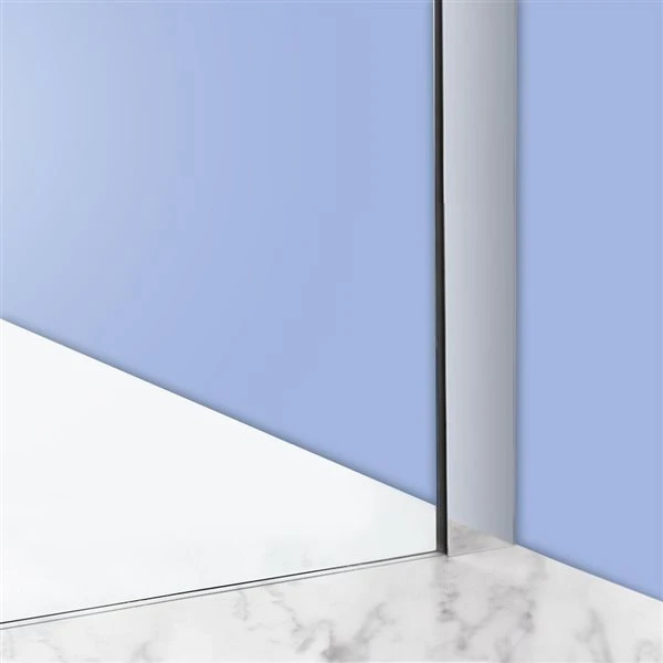 Turin Vertiges 72 X 40 X 75-in Semi-Frameless Sliding Corner Shower Door With Clear Glass - Chrome - Image 3