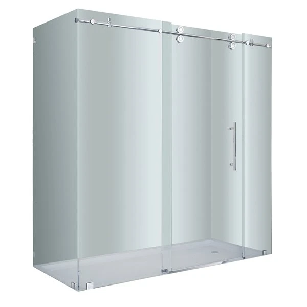 Turin Vertiges 72 X 40 X 75-in Semi-Frameless Sliding Corner Shower Door With Clear Glass - Chrome - Image 2