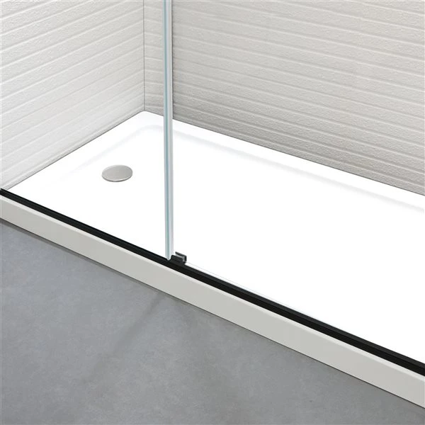 Felyl 76 X 60-in Frameless Sliding Shower Door - Matte Black Handle - Image 5