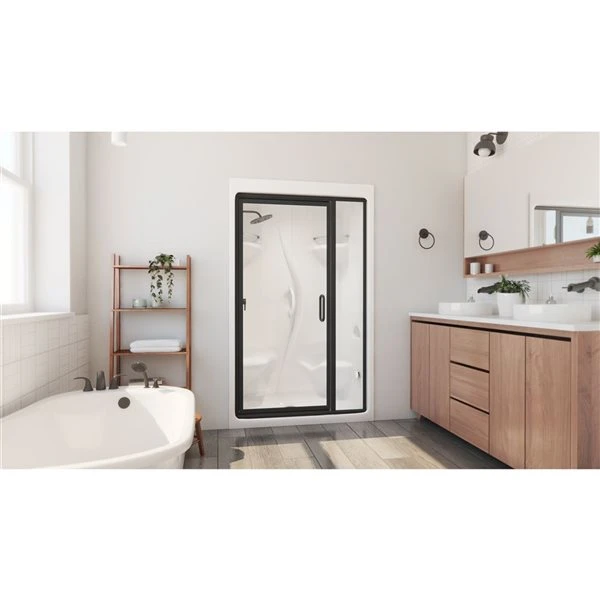 Maax Paro White 36 X 50 X 85.25-in Steam Shower Kit Black Door Left Hand Seat