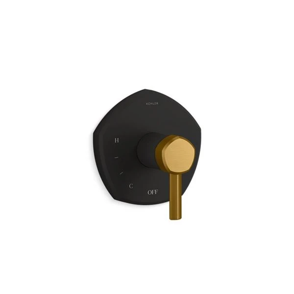 KOHLER Matte Black/Moderne Brass Occasion Rite-Temp Pressure-Balancing Valve Trim With Lever Handle