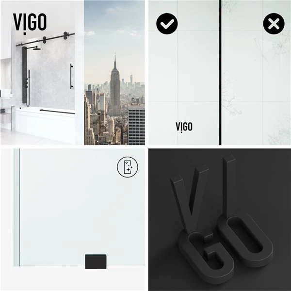 Vigo Elan 66-in H Frameless Matte Black Sliding Laminated Glass Sliding Tub Door