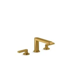 KOHLER Composed Brushed Brass Two-Handle Widespread Bathroom Sink Faucet With Drain