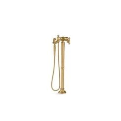 KOHLER Artifacts Vibrant Brushed Modern Brass One-Handle Freestanding Bathtub Faucet And Hand Shower