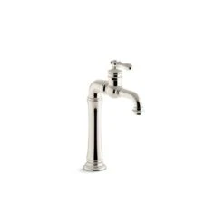 KOHLER Artifacts Polished Nickel Tall One-Handle Vintage Bathroom Sink Faucet With Drain
