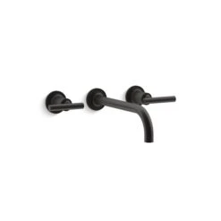 KOHLER Coralais Matte Black Two-Handle Wall-mount Widespread Bathroom Sink Faucet