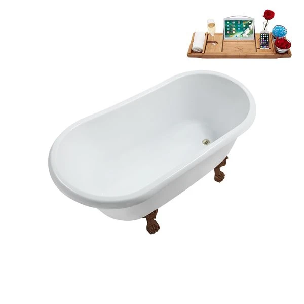 Streamline 29.5 X 63-in Glossy White Acrylic Clawfoot Bathtub And A Brushed Nickel Reversible Drainwith Tray - Image 2