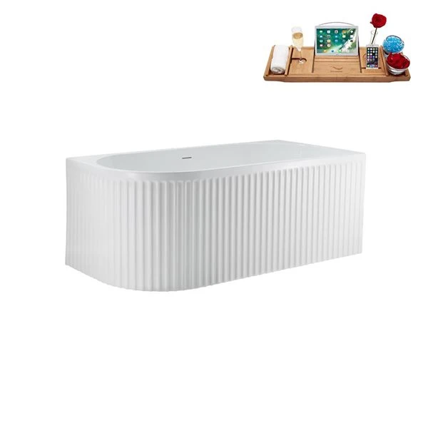 Streamline 28.3 X 59.1-in Glossy White Acrylic Freestanding Bathtub And A White Center Drain With Tray - Image 2