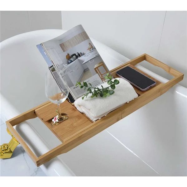 A&E Bath & Shower Adjustable Bamboo Bathtub Caddy - Image 5