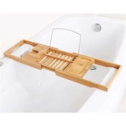 A&E Bath & Shower Adjustable Bamboo Bathtub Caddy