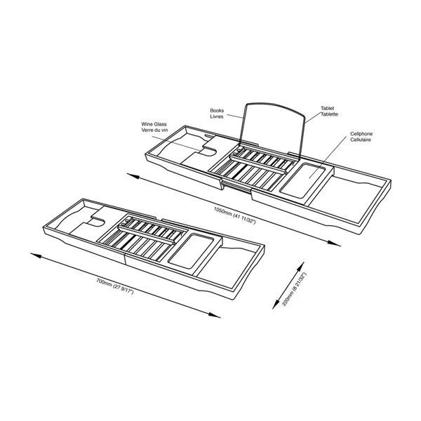 A&E Bath & Shower Adjustable Bamboo Bathtub Caddy - Image 2