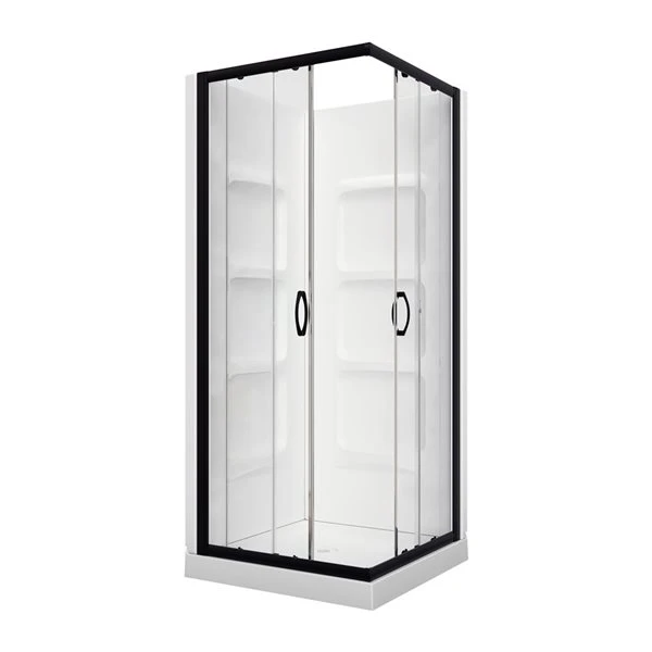 A&E Bath & Shower Black 73.77 X 35.98 X 35.98-in 3-Piece Square Corner Shower Kit