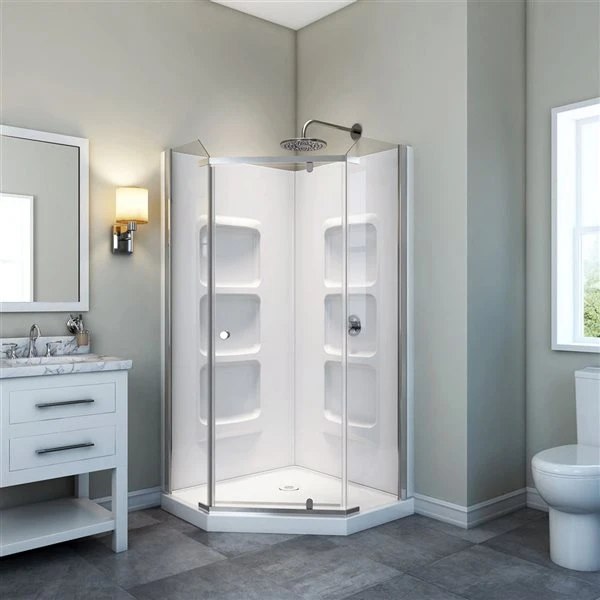 A&E Bath & Shower Polished Chrome 75 X 40 X 40-in 3-Piece Neo-angle Corner Shower Kit - Image 2