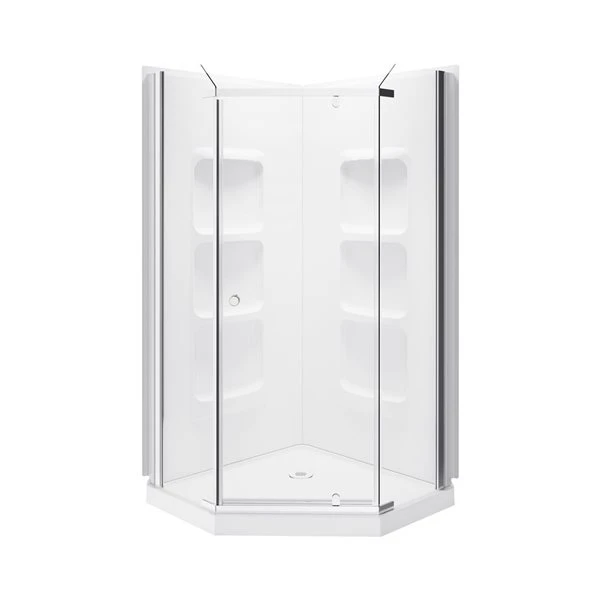 A&E Bath & Shower Polished Chrome 75 X 40 X 40-in 3-Piece Neo-angle Corner Shower Kit