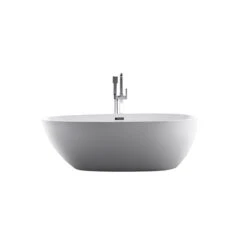 A&E Bath & Shower 33.46 X 66.92-in White High-gloss Acrylic Oval Center Drain Freestanding Bathtub