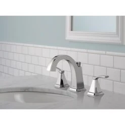 Delta Flynn Two Handle Widespread Bathroom Faucet - Metal 8-in Chrome