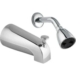 Master Plumber Shower Head And Bathtub Spout In Chrome Finish