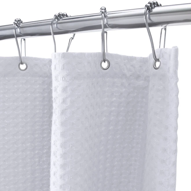 Moda At Home 71 X 71-in Waffle Texture White Polyester/Cotton Shower Curtain - Image 2