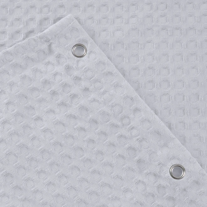 Moda At Home 71 X 71-in Waffle Texture White Polyester/Cotton Shower Curtain - Image 3