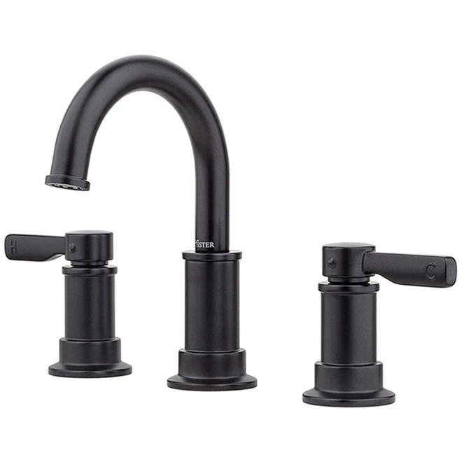 Pfister Breckenridge Matte Black 2-Handle 8-in Widespread WaterSense Bathroom Sink Faucet With Drain