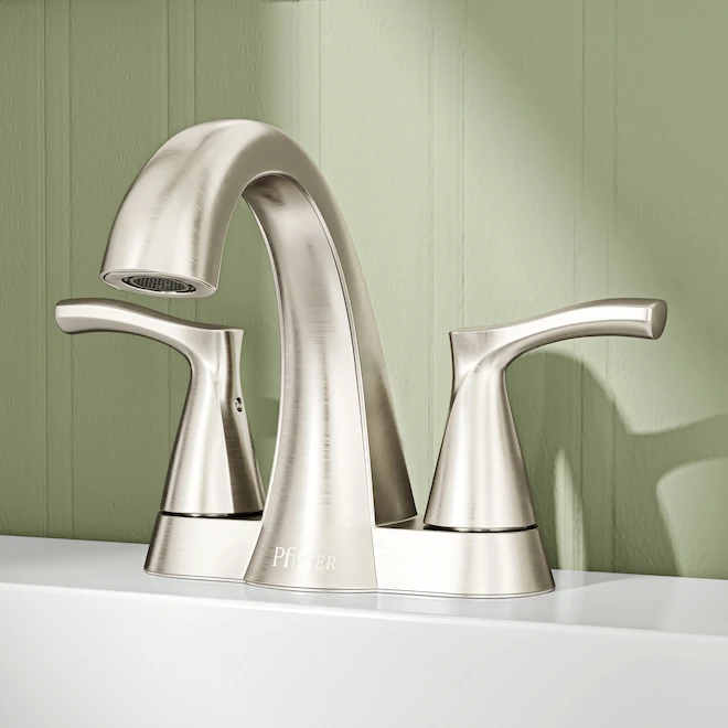 Pfister Masey 2-Handle 4-in Centre Set Bathroom Sink Faucet With Drain - Brushed Nickel - Image 2