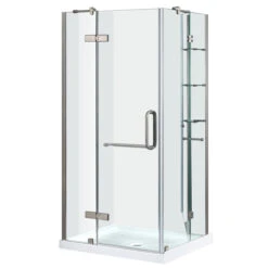 Ove Savannah 40-in X 74-in Brushed Nickel Corner Shower Door