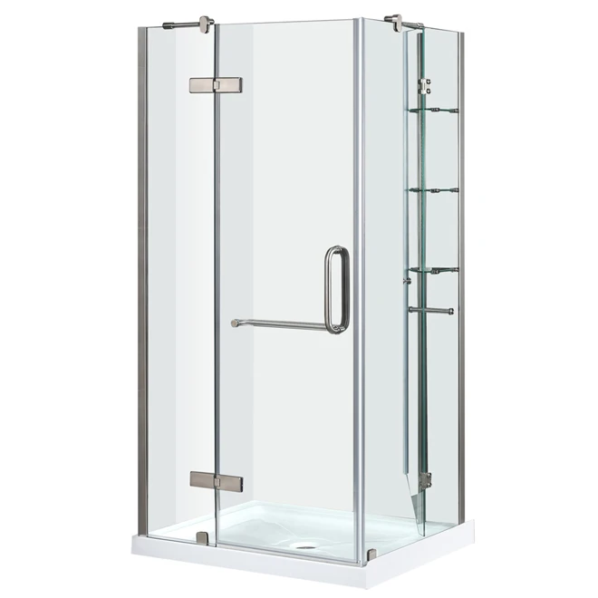 Ove Savannah 40-in X 74-in Brushed Nickel Corner Shower Door