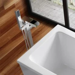 OVE Decors Infinity Chrome 1-Handle Freestanding Bathtub Faucet With Hand Shower (Valve Included)