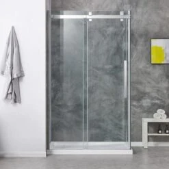 OVE Decors Grace 48-in Semi-Frameless Clear Glass Shower Door With Chrome Hardware
