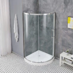 OVE Decors Emily-Swift Acrylic Floor Polished Chrome Corner Shower Kit - 75.5-in X 36-in