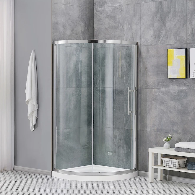 OVE Decors Emily-Swift Acrylic Floor Polished Chrome Corner Shower Kit - 75.5-in X 36-in - Image 5