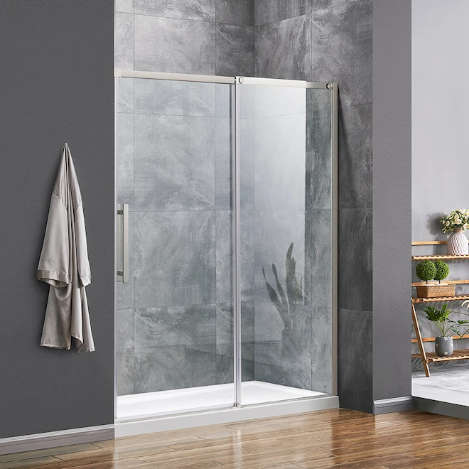 OVE Decors Venice 60-in Alcove Satin Nickel Shower Door - Image 3