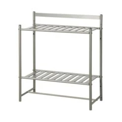 Style Selections Zenna Home Simple Storage 2-Tier Satin Nickel Metal Bathroom Shelf