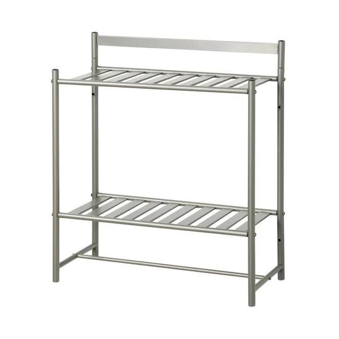 Style Selections Zenna Home Simple Storage 2-Tier Satin Nickel Metal Bathroom Shelf