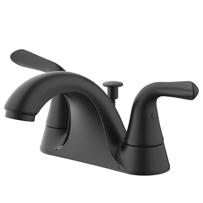 Project Source Matte Black 2-handle 4-in Centerset WaterSense Bathroom Sink Faucet With Drain - Image 2
