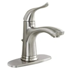 AquaSource Brushed Nickel 1-Handle Single Hole Bathroom Sink Faucet With Drain (Valve Included)